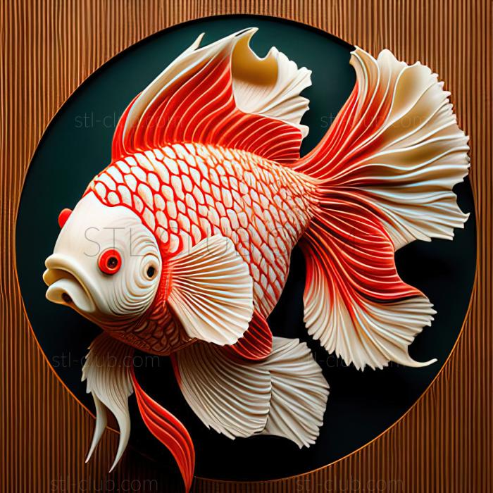 st Red and white oranda fish